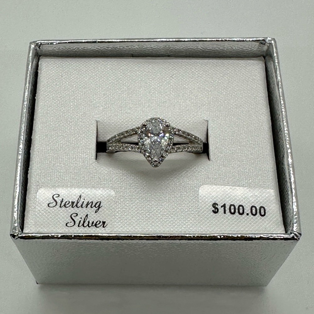 Sterling Silver Pear Shaped CZ Ring